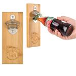 HST77803 Magnetic Bamboo Wall Mounted Bottle Opener With Custom Imprint